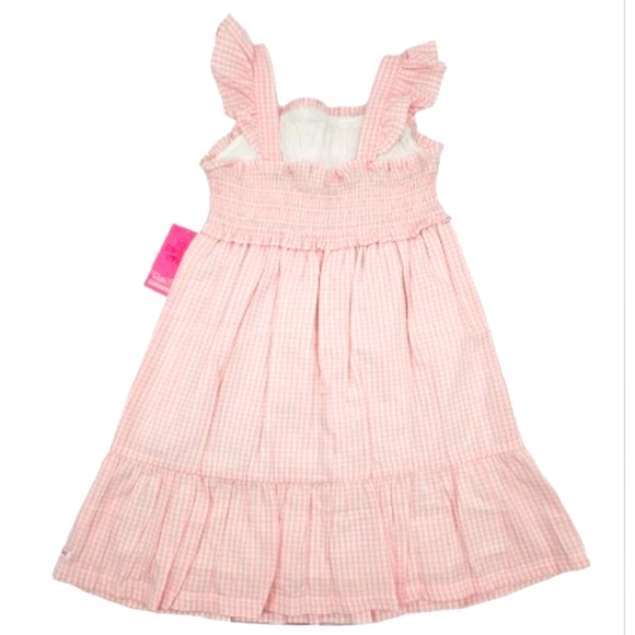 Ruffle Butts Pink Gingham Smocked Flutter Strap Cotton Dress - Picture 3 of 6